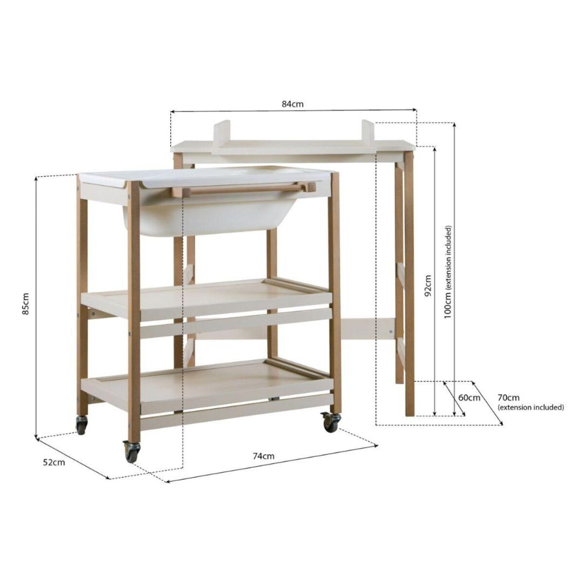 Quax puslebord med bad – Smart – Stone/Eboni