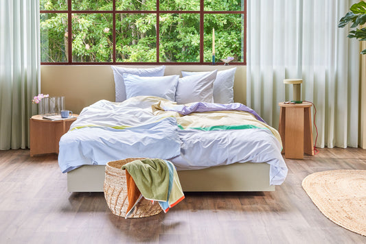 Hübsch Block sengetøj 140 x 220 cm – Beige/Flerfarvet