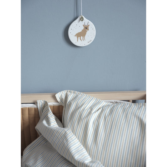 Fabelab Cottage Blue Stripes sengetøj 140 x 200 cm – Blå/Natur/Karamel