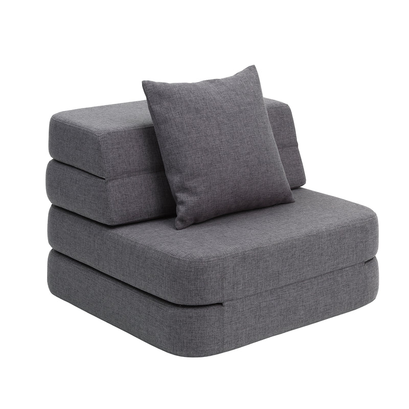 by KlipKlap KK 3 Fold Sofa Single Soft – Blue Grey/Grey (foldemadras)