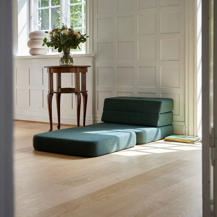 by KlipKlap KK 3 Fold Sofa Single Soft – Deep Green/Light Green (foldemadras)