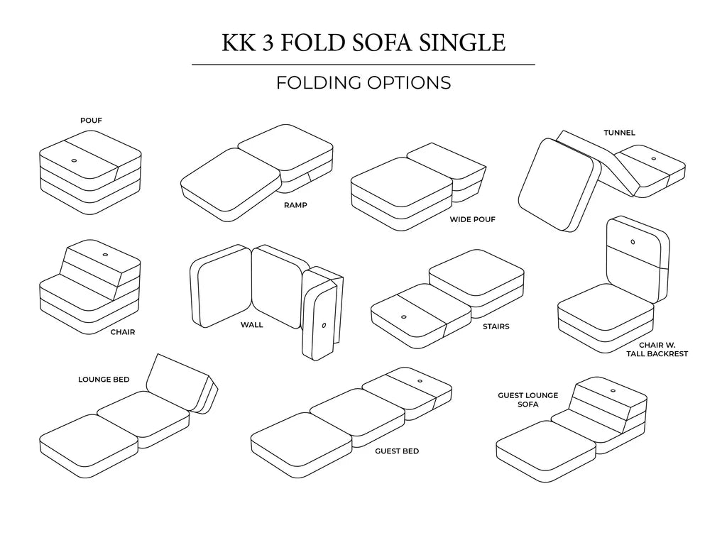 by KlipKlap KK 3 Fold Sofa Single – Beige/Sand (foldemadras)