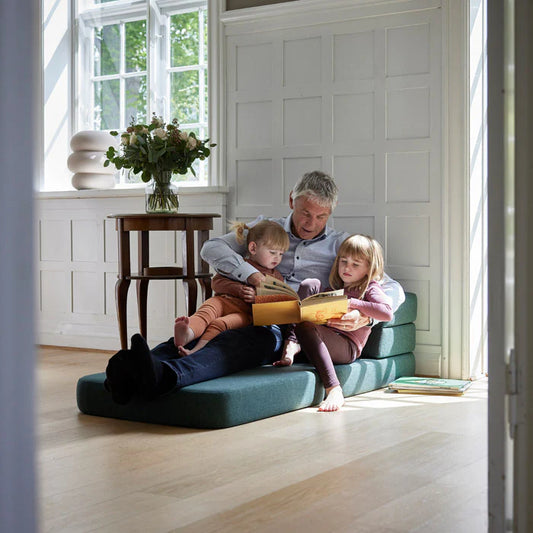 by KlipKlap KK 3 Fold Sofa Single – Deep Green/Light Green (foldemadras)