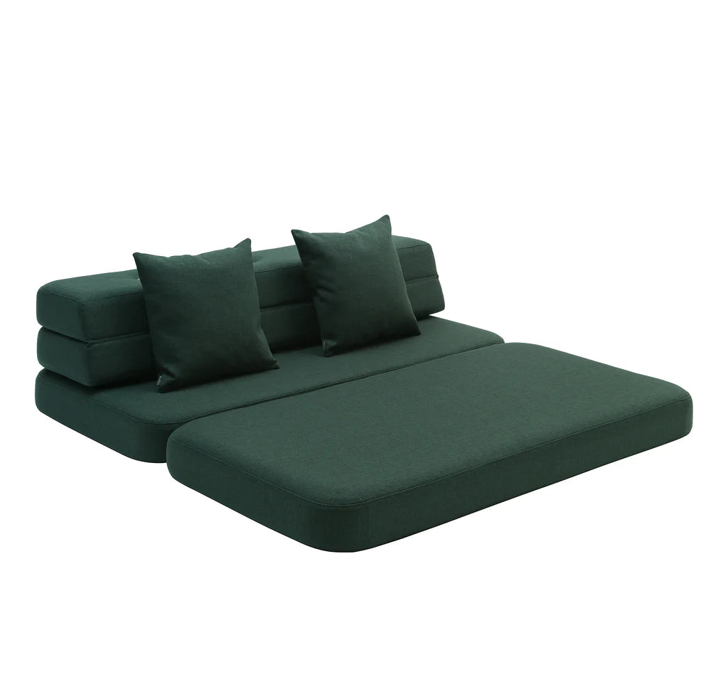 by KlipKlap KK 3 Fold Sofa XL Soft – Deep Green/Light Green (foldemadras)