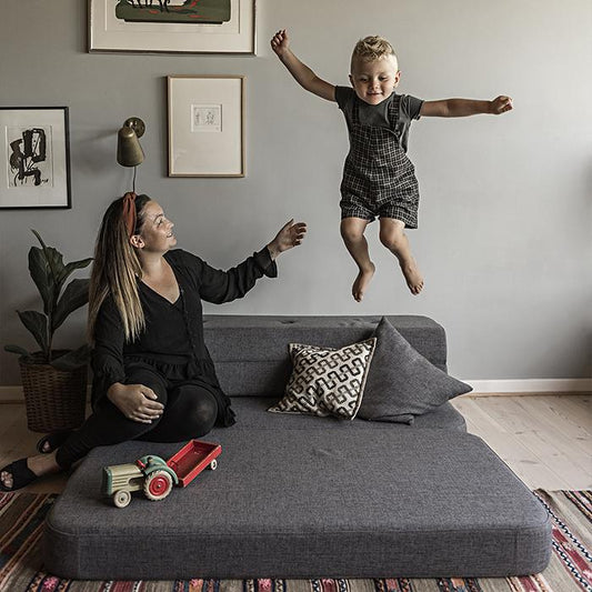 by KlipKlap KK 3 Fold Sofa 120 cm – Blue Grey/Grey (foldemadras)