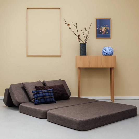 by KlipKlap KK 3 Fold Sofa 120 cm – Brown/Sand (foldemadras)
