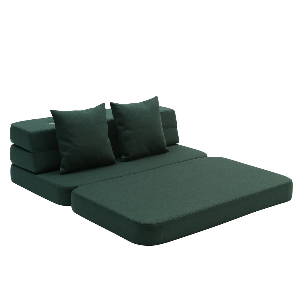 by KlipKlap KK 3 Fold Sofa 120 cm – Deep Green/Light Green (foldemadras)