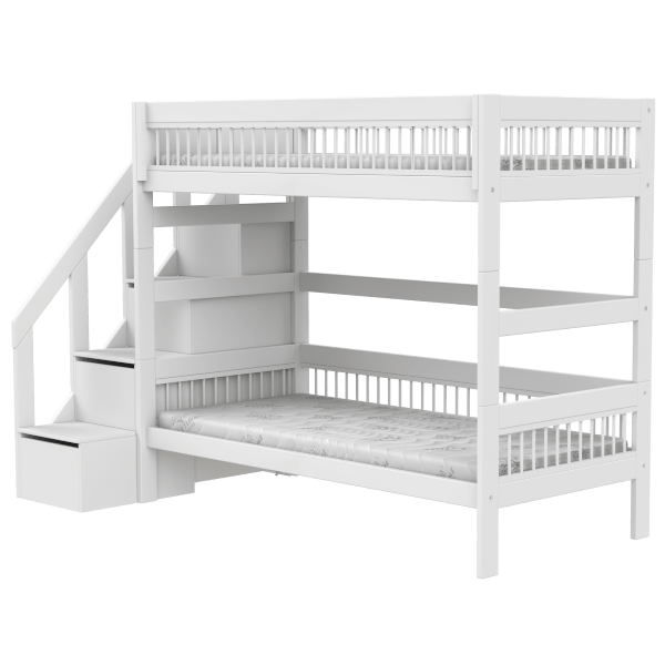 LIFETIME Kidsrooms køjeseng med trappe – Breeze - 90x200 cm – hvid