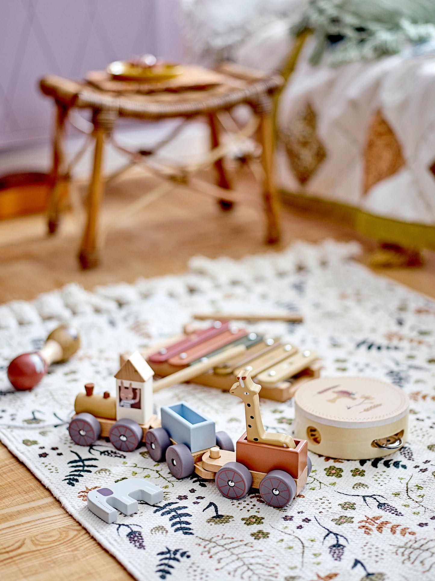 Bloomingville MINI Melua quilt – Patchwork-tæppe i naturfarvet bomuld