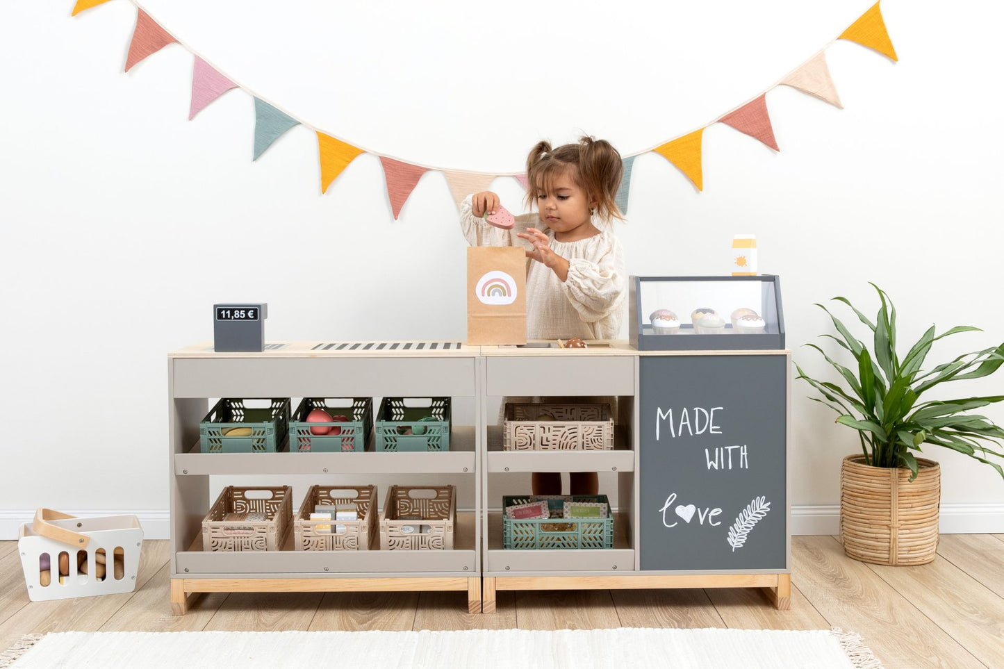 MUSTERKIND indkøbsbutik Bollea – varm grå/natur