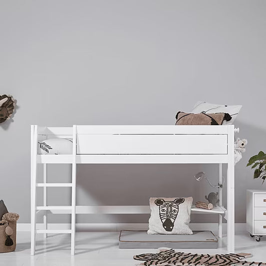 LIFETIME Kidsrooms halvhøj seng med stige 128 cm 120x200 – hvid