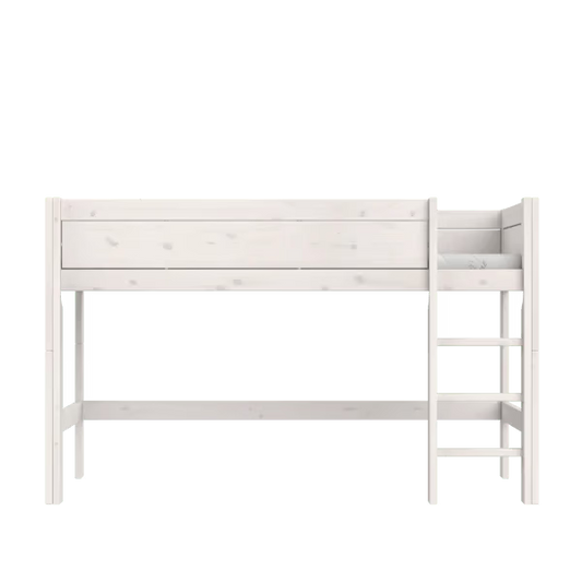 LIFETIME Kidsrooms halvhøj seng med stige 128 cm 90x200 cm – hvidpigmenteret