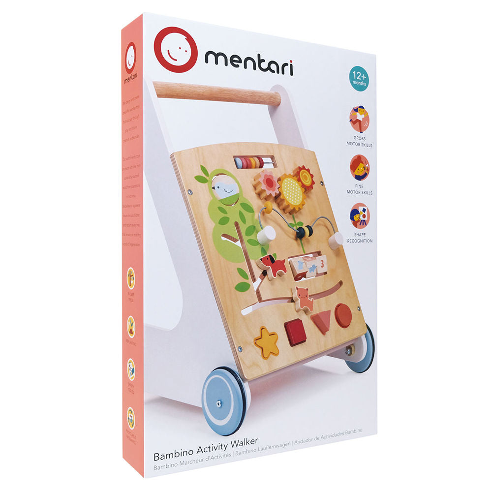 Mentari Bambino aktivitetsgåvogn i træ