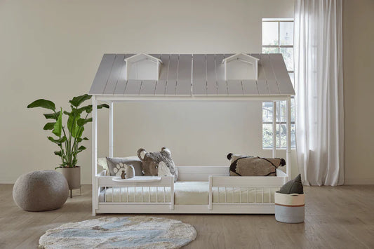 LIFETIME Kidsrooms lav børneseng med tag – Beach House 2-i-1 - hvid
