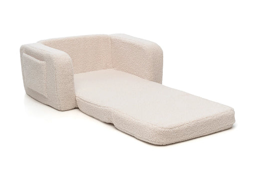 Shappy Lumi Lænestol Teddy – 2-i-1 børnestol og liggemåtte - Soft Cream