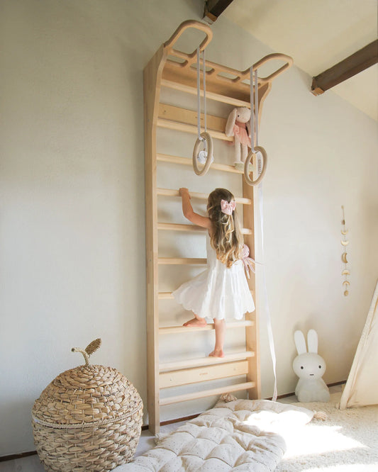 FitWood AARNI vægribbe med pull-up greb 220 cm - birk