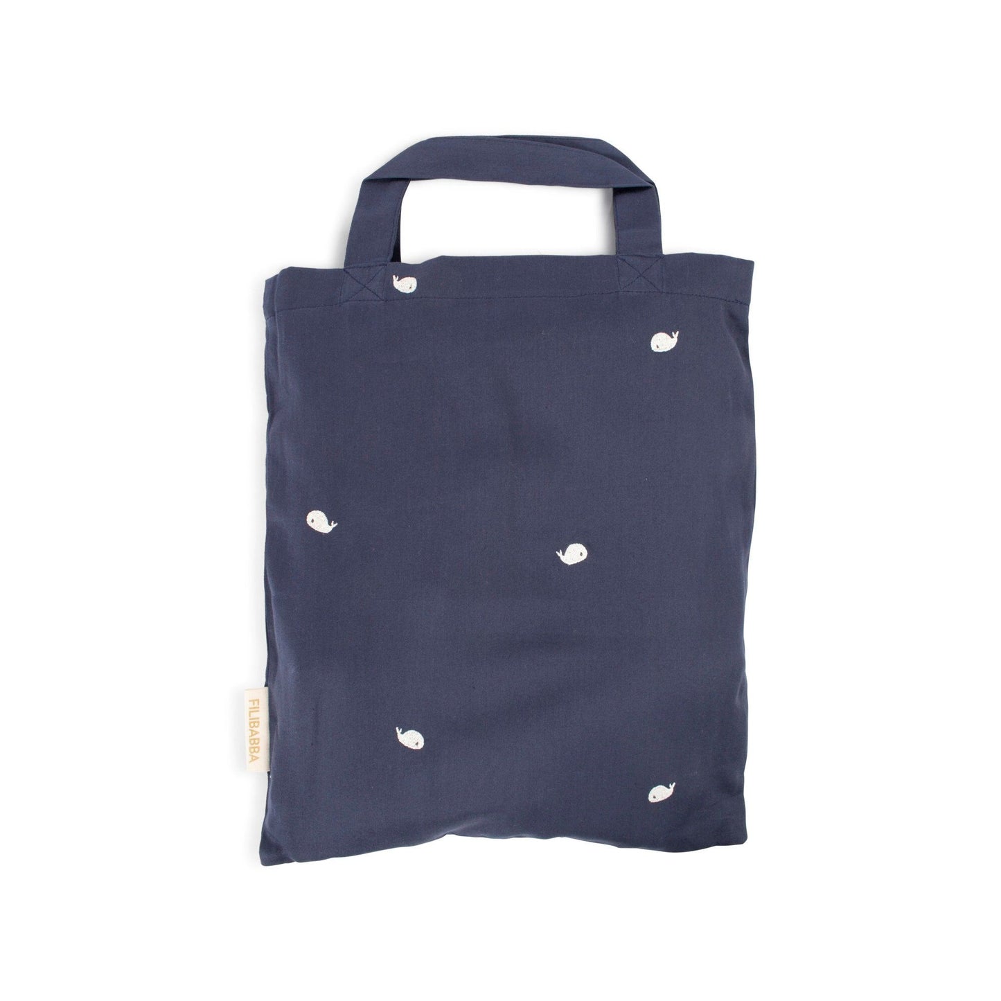 Filibabba junior sengetøj GOTS (100x140 cm) – Broderet Hvalen Christian – Midnight