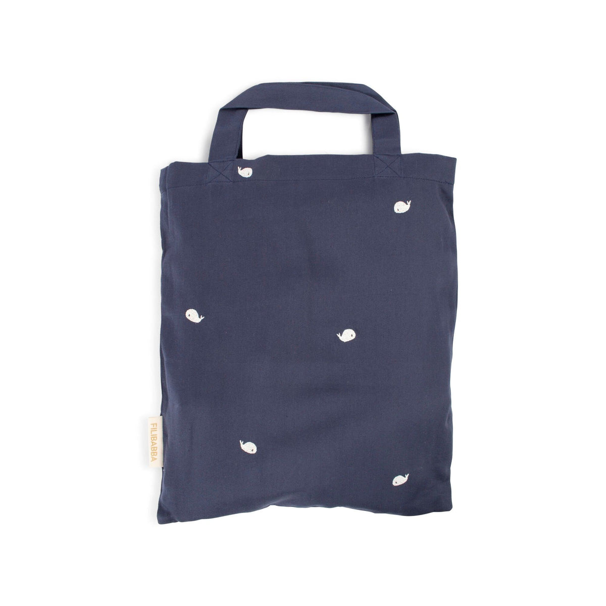 Filibabba Junior sengetøj GOTS (100x140 cm) - Broderet Hvalen Christian - Midnight