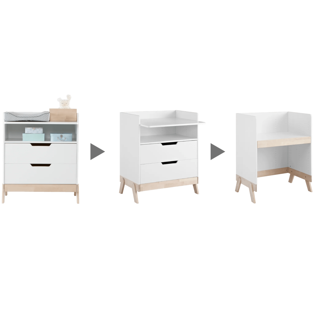 LIFETIME Kidsrooms puslebord/kommode 2-i-1 – hvid