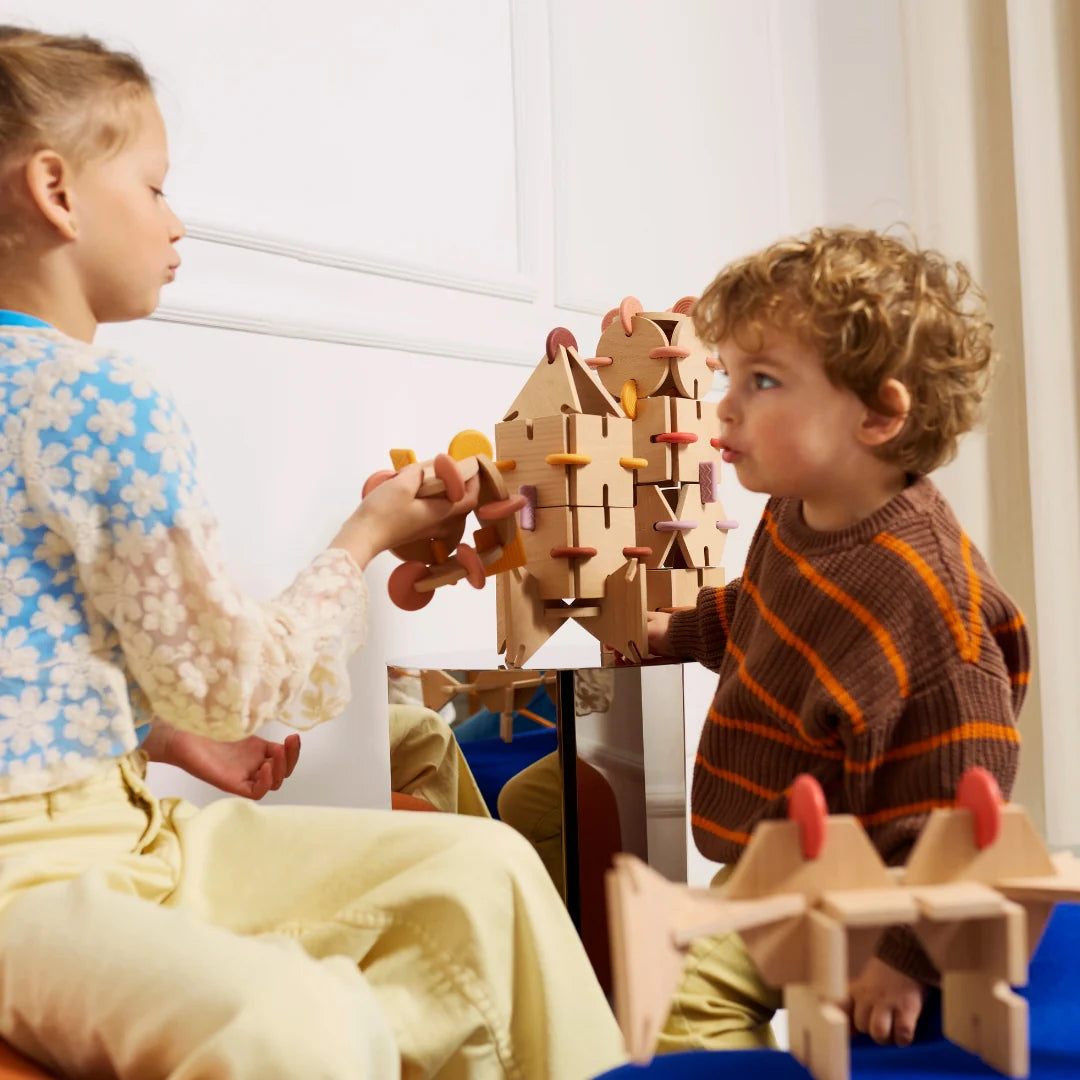 BAVVIC Builder Set – kreativt byggesæt i træ og silikone – 48 dele