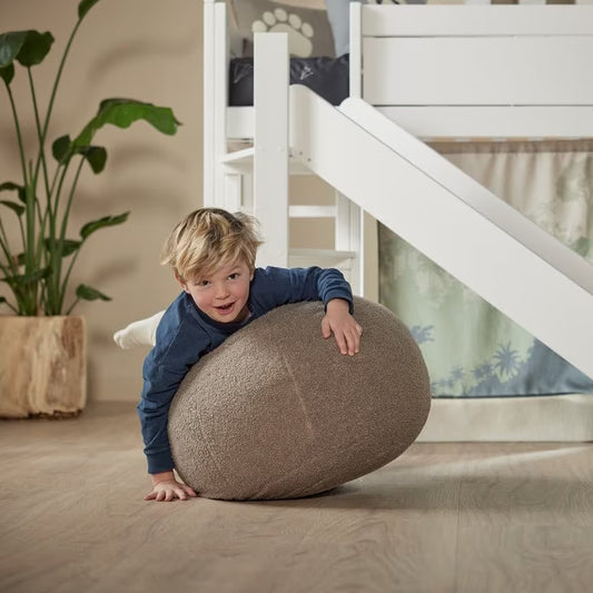 LIFETIME Kidsrooms rund puf i teddy stof – Choco