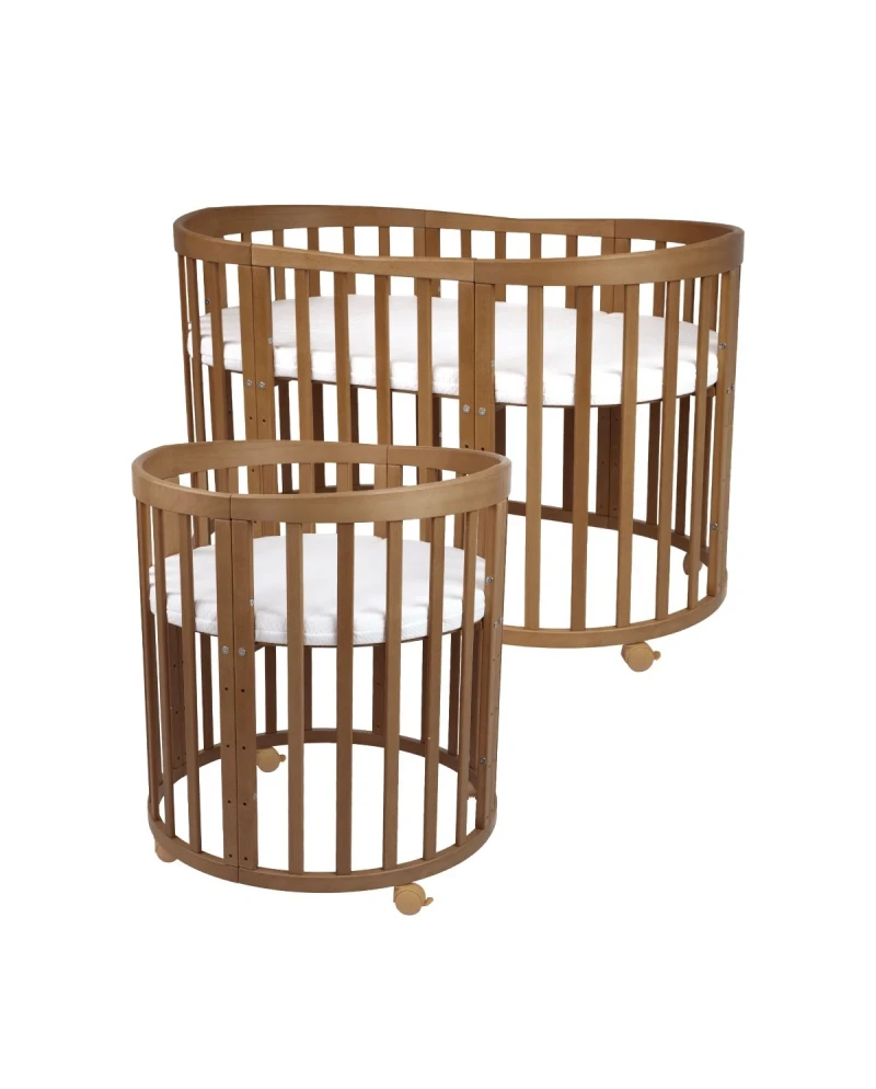 Waldin 7-i-1 oval tremmeseng med madras – vintage