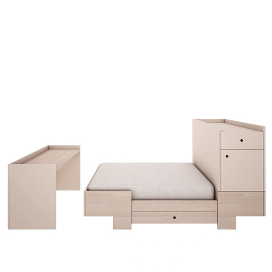 Wood Luck Design - Smart - tremme-/børneseng 80x120 cm til 80x160 cm – sand beige