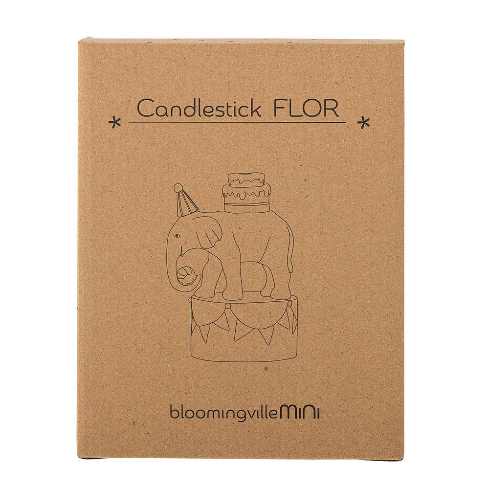 Bloomingville MINI Flor lysestage – Elefant i grå polyresin