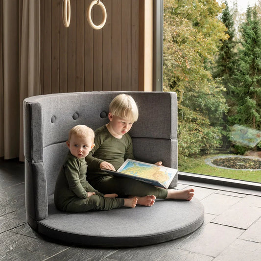 by KlipKlap KK Play Fold legesofa og boldbassin Circle – Blågrå med grå