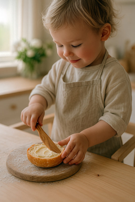 Børnevenlig smørekniv i oliventræ – 17 cm