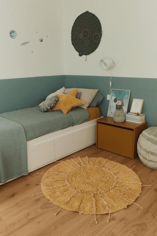 Lorena Canals vaskbart bomuldsgulvtæppe Solar Multishape Ø100 cm – honey