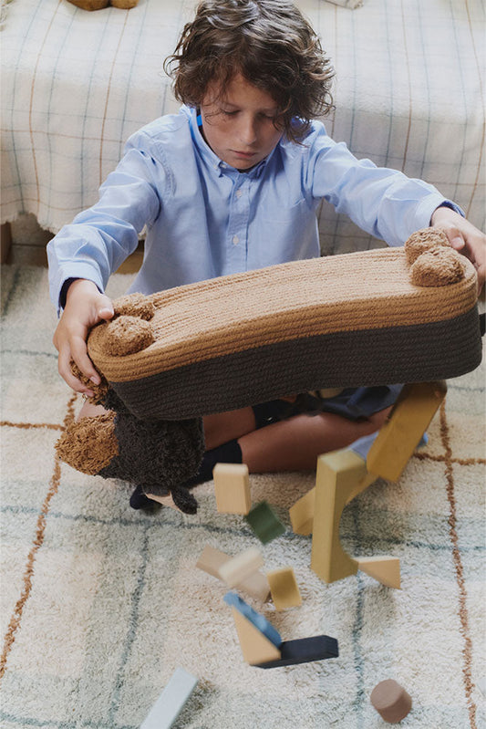 Lorena Canals vaskbart gulvtæppe Tartan Blue Sage 90 x 120 cm – blågrøn