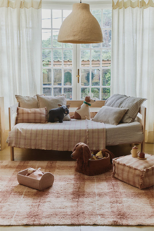 Lorena Canals vaskbart gulvtæppe Tartan Rose 90 x 120 cm – rosa