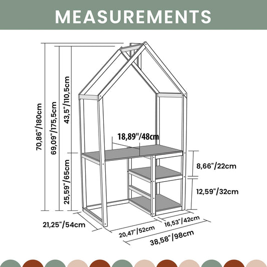 Sweet Home From Wood husformet skrivebord til børn – ubehandlet fyrretræ