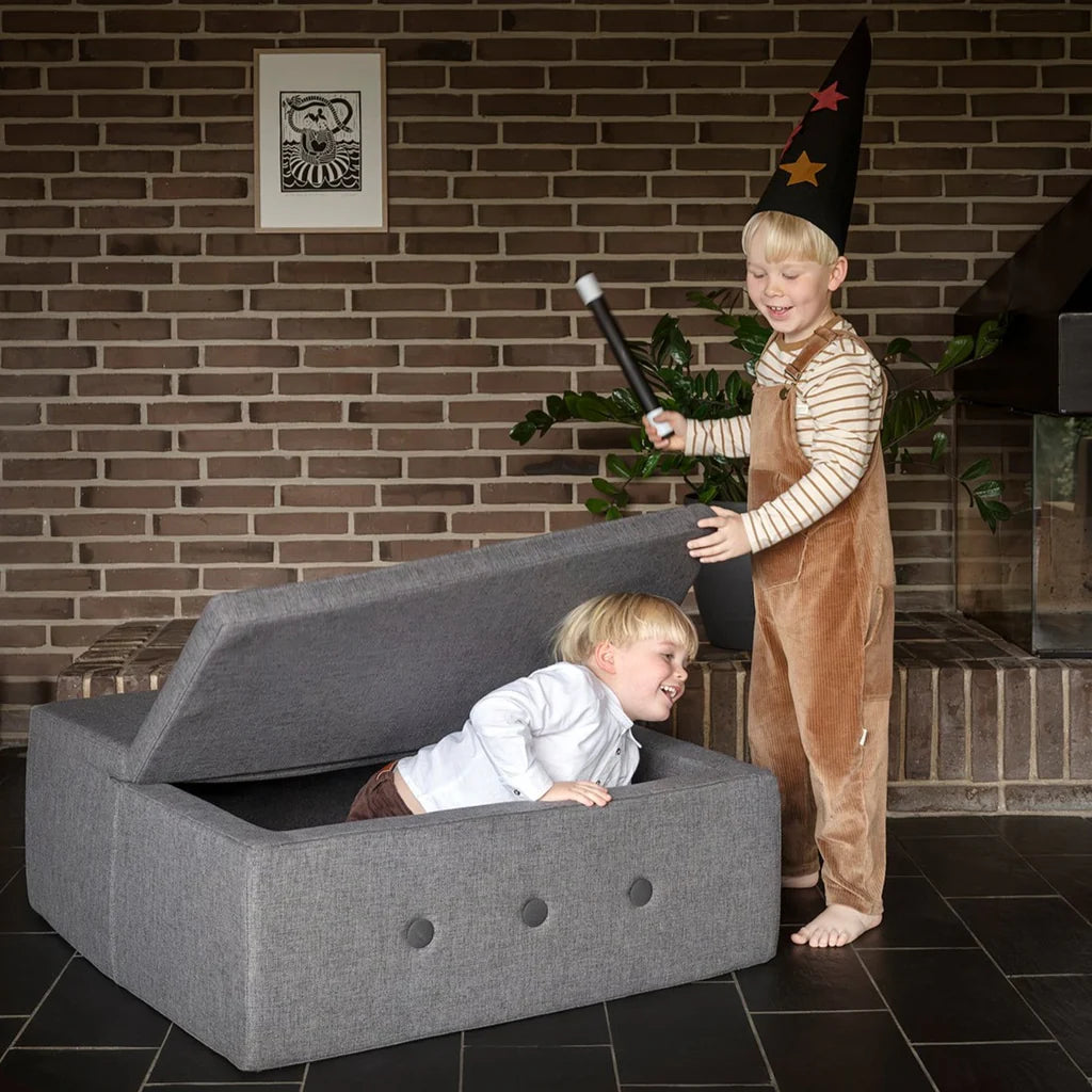 by KlipKlap KK Play Fold legesofa og boldbassin Square – Blågrå med grå