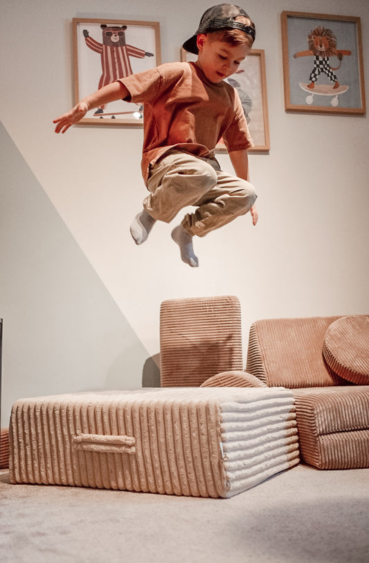 Shappy indendørs trampolin i fløjl – Waffle - Brown Sugar