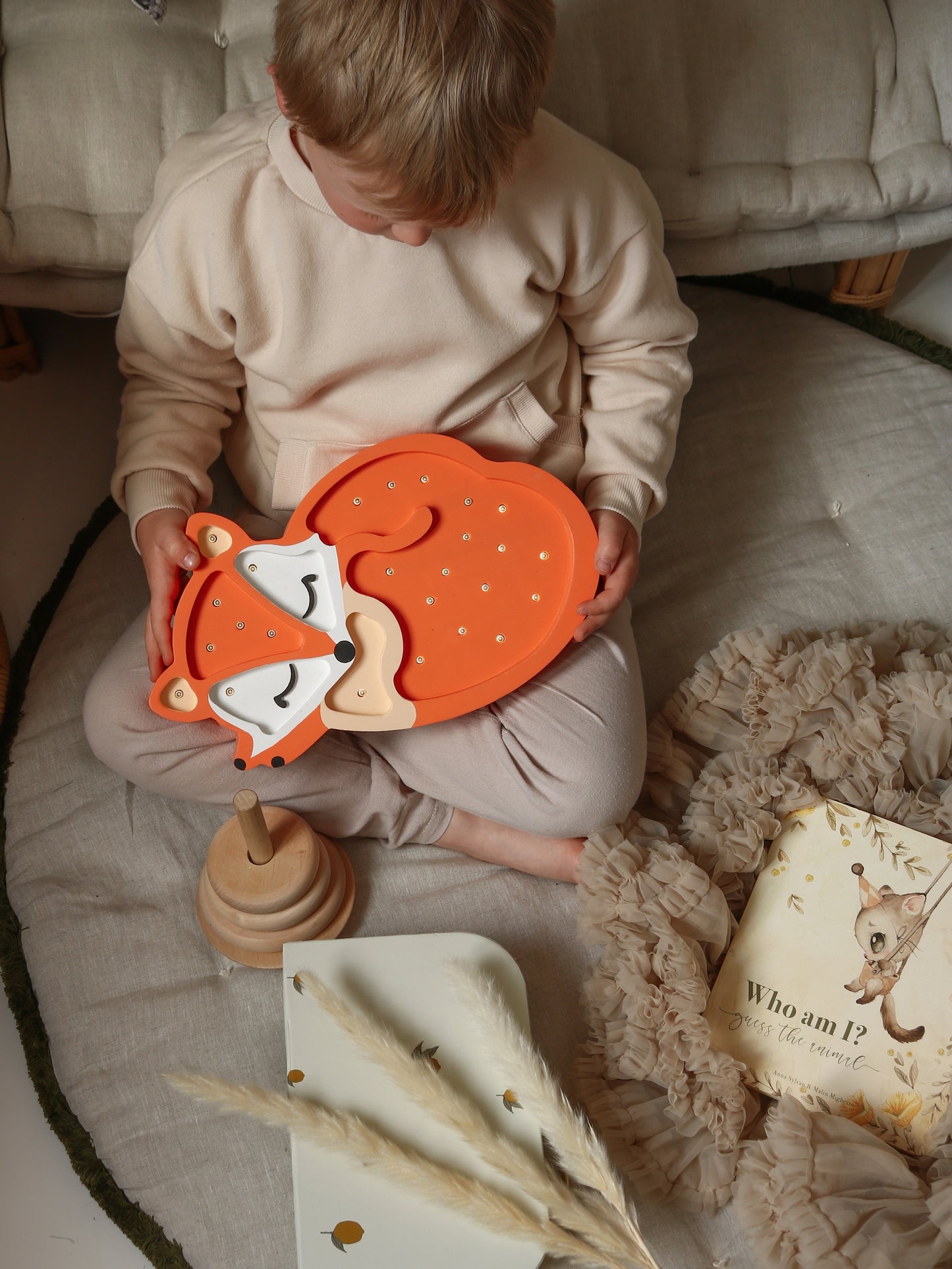 Little Lights Fox lampe i træ - flere farver