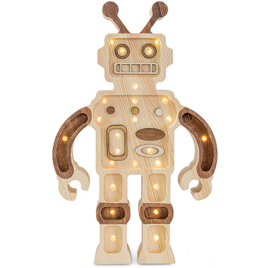 Little Lights Robot lampe i træ - flere farver