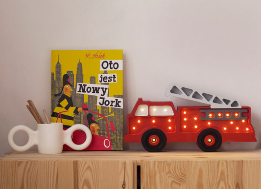 Little Lights Fire Truck lampe i træ