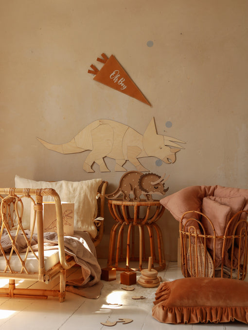 Little Lights Dino Triceratops lampe i træ - flere farver