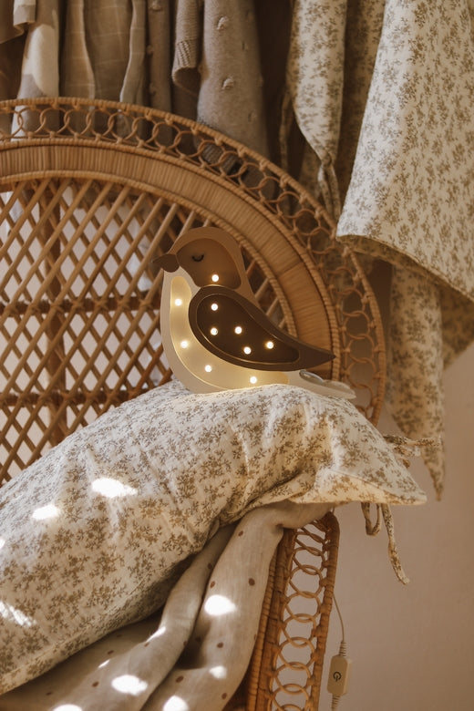 Little Lights Bird Mini lampe i træ - flere farver