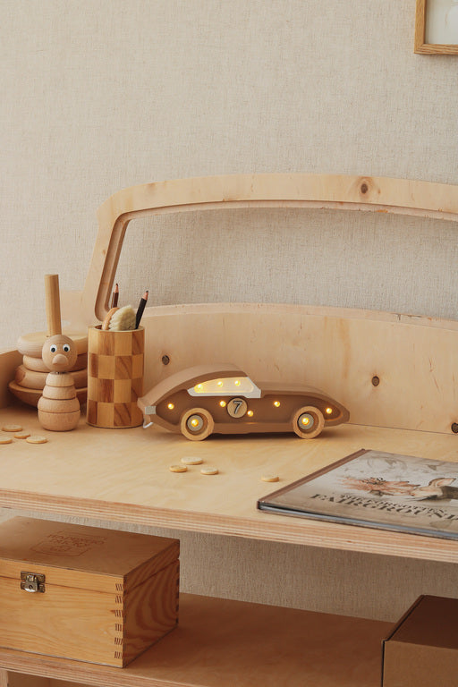 Little Lights Race Car Mini lampe i træ - flere farver