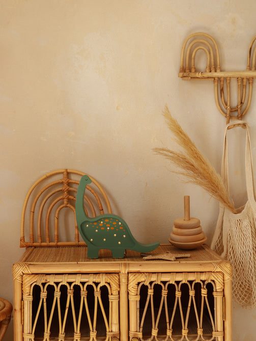 Little Lights Dino Mini lampe i træ - flere farver