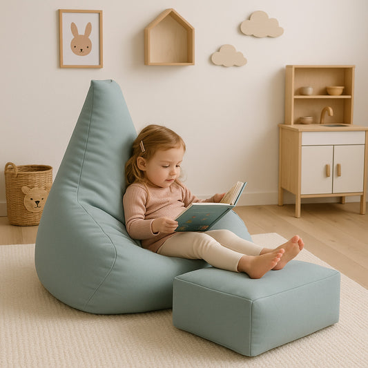 Tearo: Bean Bag + Footrest for Little Loungers - Sky Blue