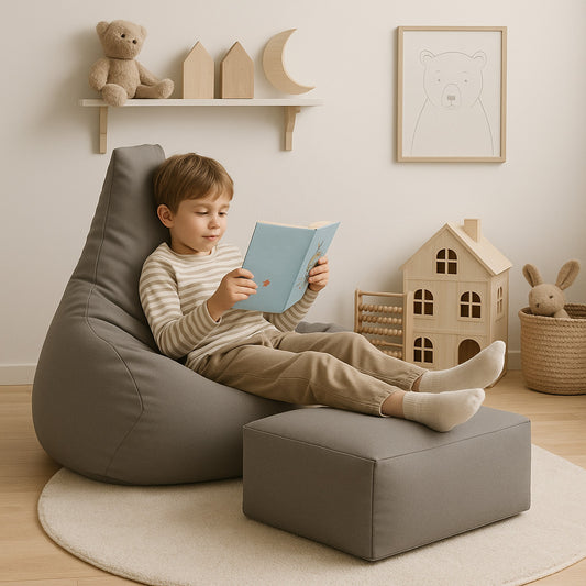 Tearo: Bean Bag + Footrest for Little Loungers - Taupe