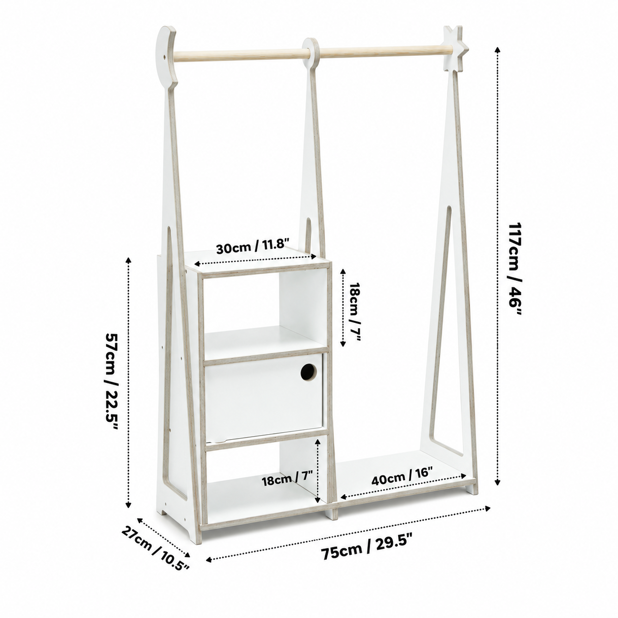leg&go Montessori tøjstativ til børn – Natural