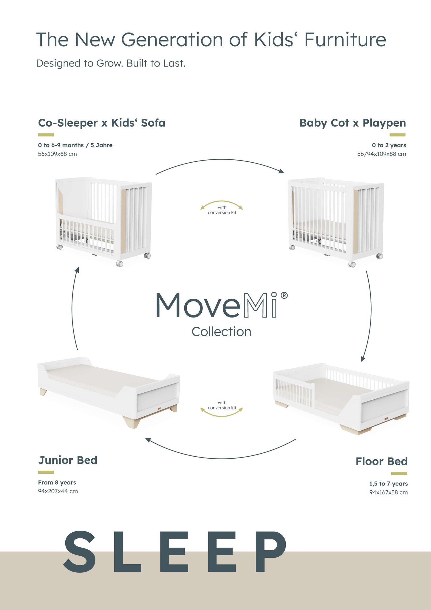 Naolima MoveMi® conversion kit fra gulvseng/juniorseng til børneseng 90x200