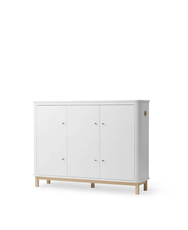 Oliver Furniture Wood multiskab med 3 døre – hvid/eg