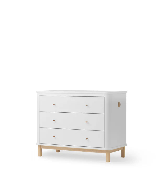 Oliver Furniture Wood kommode med 3 skuffer – hvid/eg