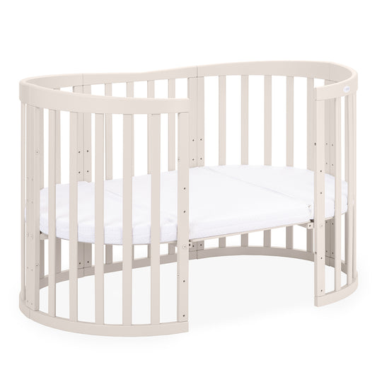 Waldin 7-i-1 oval tremmeseng med madras – Cashmere